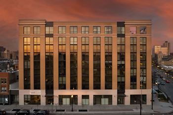 Outside view of Platform 4611 luxury apartments at Platform 4611, Chicago Illinois