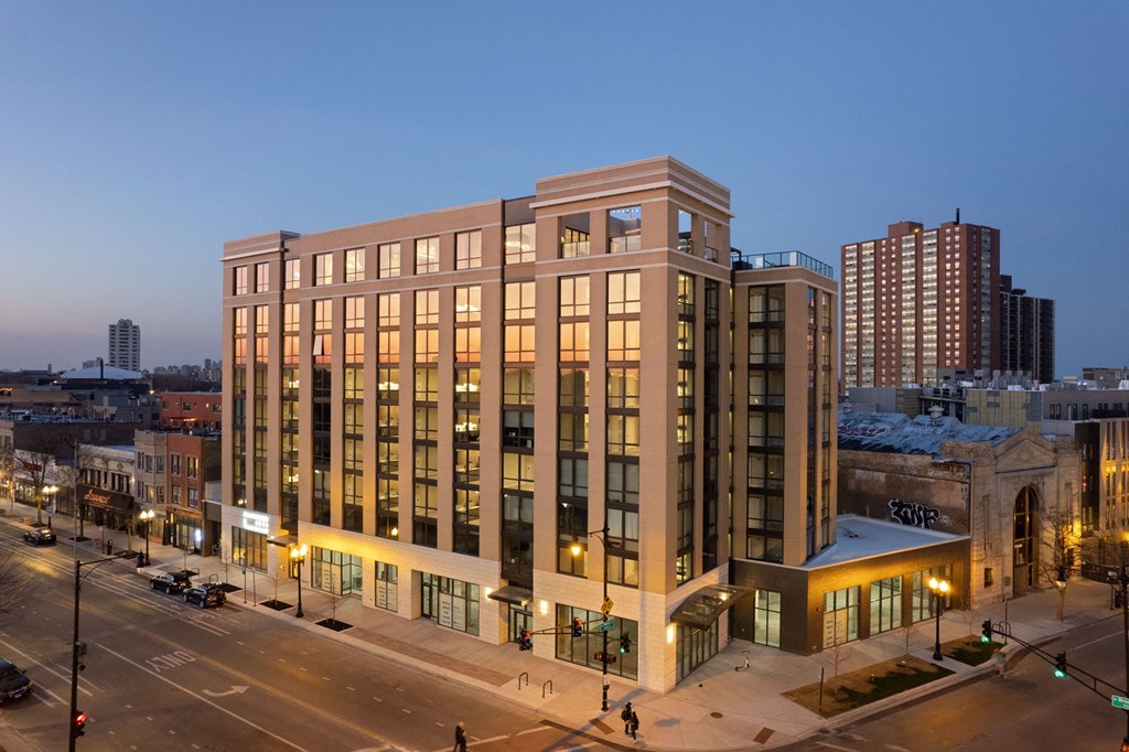 a large brick building with many windows at Platform 4611, Chicago Illinois