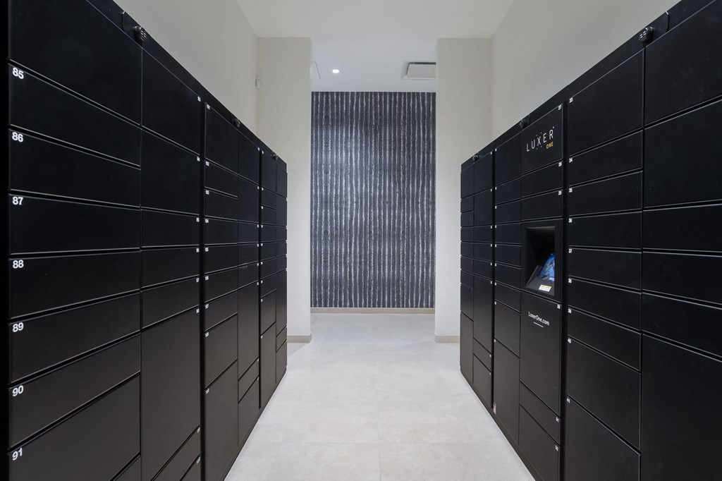 Residents Amazon package storage at Platform 4611, Chicago Illinois