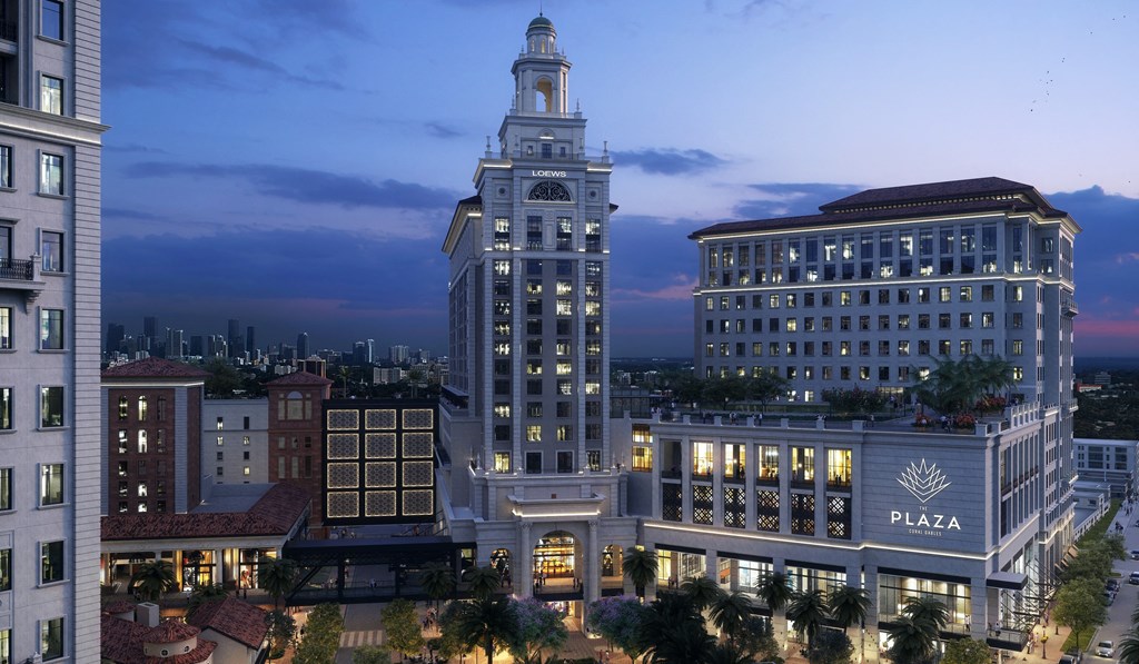 an aerial view of the city at night