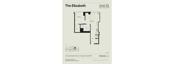 A floor plan for a 1 Bed/1 Bath apartment at Sterling Bay Home.