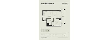 A floor plan for a 1 Bed/1 Bath apartment at Sterling Bay Home.