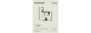 A floor plan for a 1 Bed/1 Bath apartment at Sterling Bay Home.