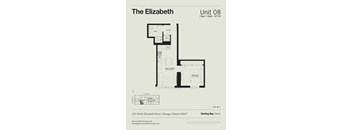 A floor plan for a one bedroom apartment at Sterling Bay Home.
