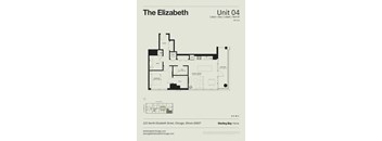 A floor plan for a 1 Bed + Den apartment at Sterling Bay Home.