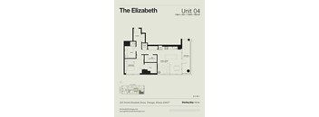 A floor plan for a one bedroom apartment at Sterling Bay Home.