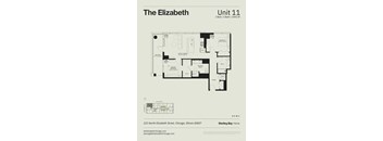 A floor plan for a 2 Bed/2 Bath apartment at 225 North Elizabeth Street, Chicago.
