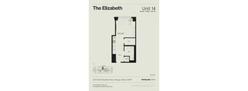 A floor plan for a studio apartment in Chicago is displayed.
