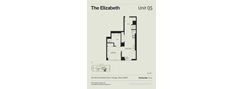 A floor plan for a unit at The Elizabeth in Chicago.