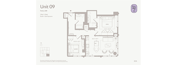 A floor plan for Unit 09 shows a medium 28B with two beds and a bath, and a south-east exposure.