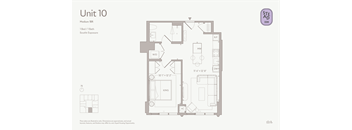 A floor plan for Unit 10 shows a medium sized 1 bedroom/1 bathroom apartment.