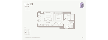 A floor plan of a medium 1 bedroom apartment in north expanse.