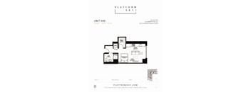 Studio floor plan of unit x05 at Platform 4611, Illinois