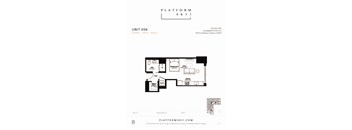 Studio floor plan of unit x96 at Platform 4611, Illinois, 60640