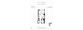 Studio floor plan of unit x14 at Platform 4611, Chicago 