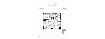 2 Bedroom 2 Bath Floor plan unit X28 at Platform 4611, Chicago, IL 60640