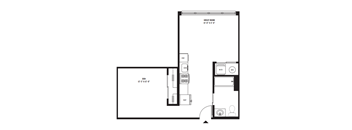 a floor plan of a 1 bedroom floor plan