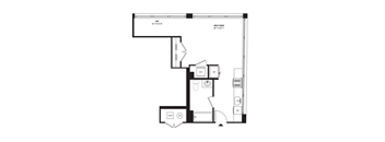 a floor plan of a unit with a bedroom and a bathroom