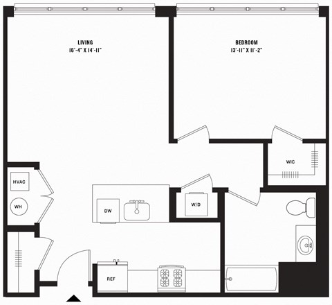 a blueprint of a floor plan with a bedroom and a living room