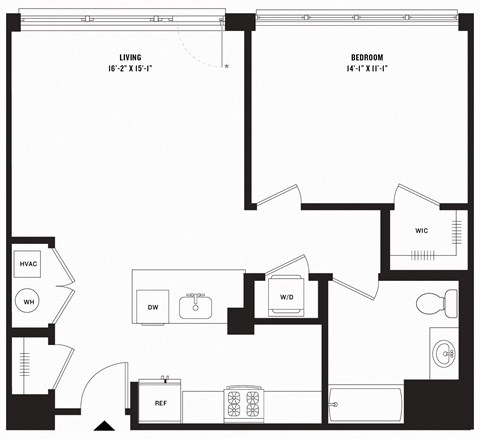 a blueprint of a floor plan with an open layout of a bedroom and a bathroom