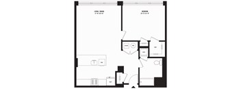 a blueprint of a floor plan of a home with a bedroom and a living room