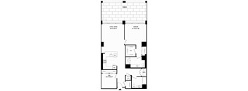 a floor plan of a house with a garage and a brick wall