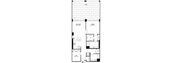 A black and white floor plan of a house with a terrace.
