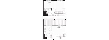 a floor plan of a small house with two bedrooms and a living room