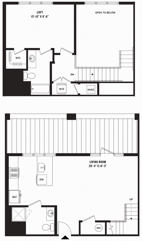 a floor plan of a small house with two bedrooms and a living room