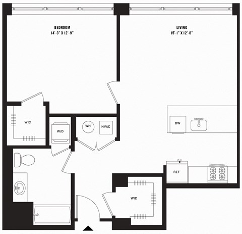 a blueprint of a floor plan of a home with a bedroom and a living room