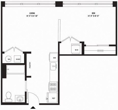 a blueprint of a floor plan with a bedroom and a bathroom