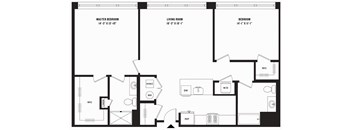 a blueprint of a floor plan with an open floor plan of a residence