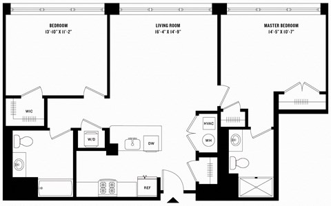 a blueprint of a floor plan of a home with a bedroom and a living room