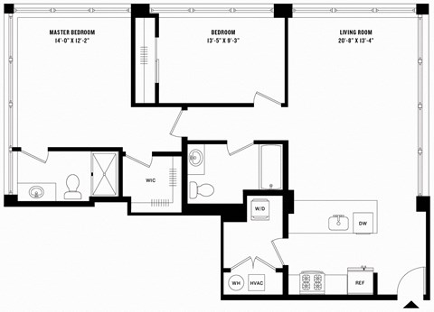 a floor plan of a house with a bedroom and a living room
