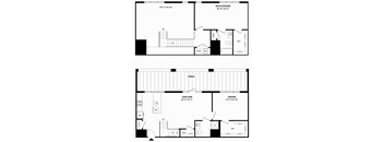 two floor plans of a house with two different floor plans with different layouts of rooms