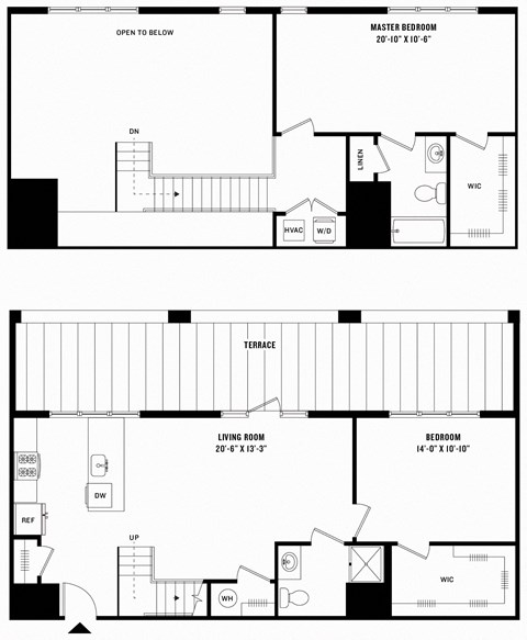 two floor plans of a house with two different floor plans with different layouts of rooms