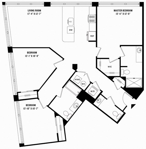 a floor plan of a house with a bedroom and a living room