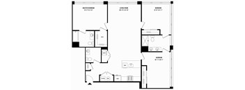 A black and white image of a floor plan for a house with four bedrooms.