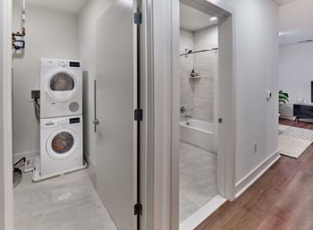a washer and dryer in a laundry room