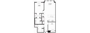 A black and white image of a floor plan for a two bedroom apartment.