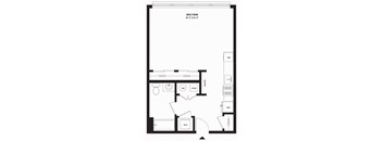 a floor plan of a house with a bedroom and a living room