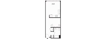 A floor plan of a great room with a reference line and a w/d line.