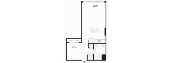 a blueprint of a floor plan with a bedroom and a bathroom