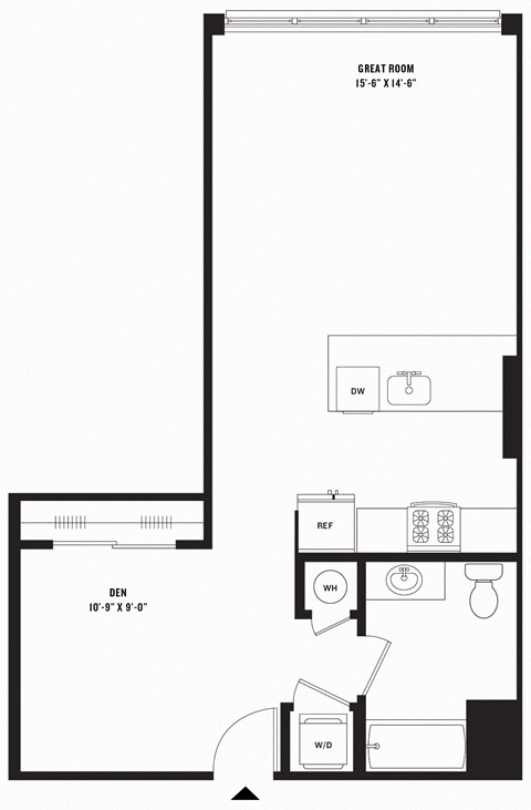 a blueprint of a floor plan with a bedroom and a bathroom