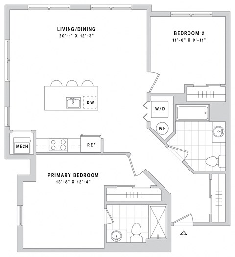 a floor plan of a bedroom floor plan with a bathroom and a living room