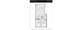 A floor plan for the Florin Hill Apartments in Australia shows two bedrooms and two bathrooms.