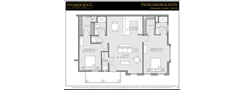 A floor plan for a 2 bedroom, 2 bathroom apartment at Florin Hill Apartment Homes.