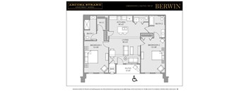A floor plan of a Berwin apartment from Arcona Strand Apartment Homes.