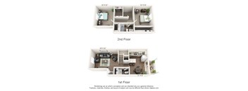 a stylized floor plan of a 2nd floor apartment
