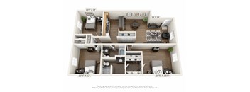 this is a 3d floor plan of a 824 square foot 1 bedroom apartment at the